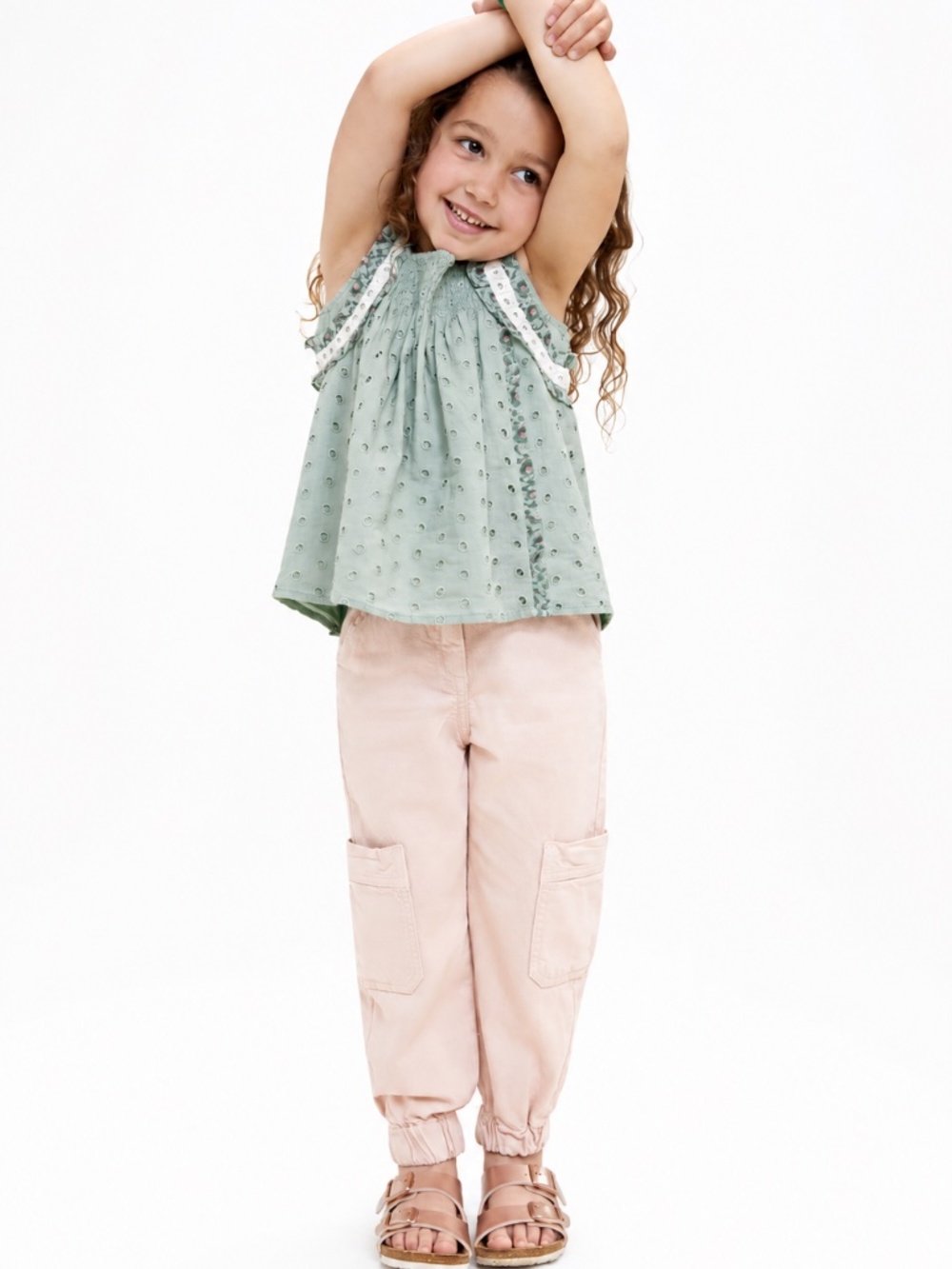 Anthropologie Forever That Girl Effie Eyelet Tank Top Sage Green 3T